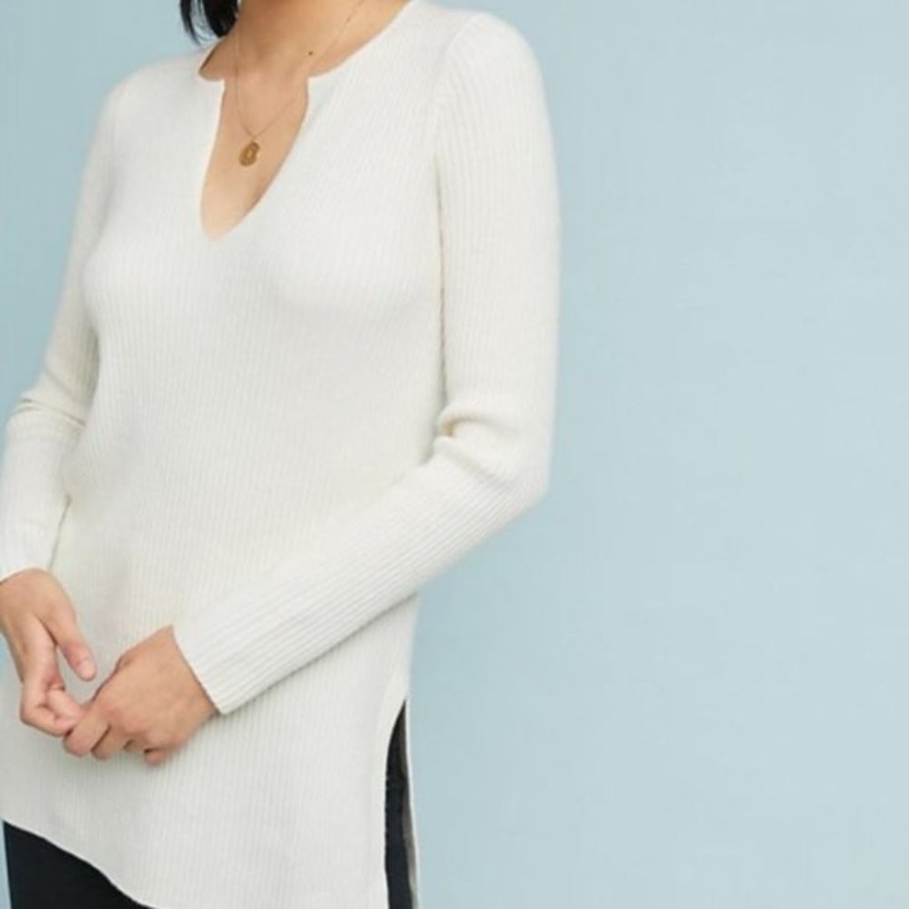 Ett:twa Anthropologie ribbed Amrita V neck sweater